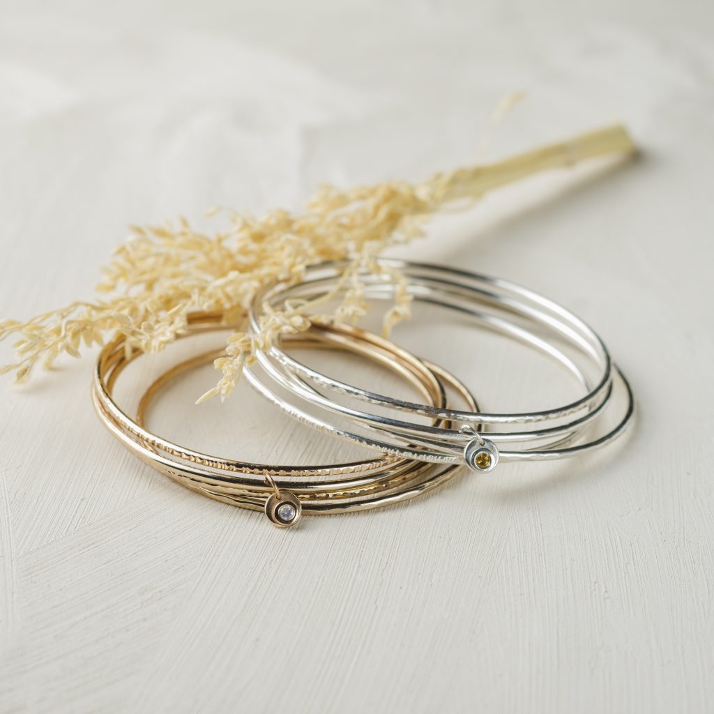 Duo les Bracelets du Cycle Or Vermeil et Pierre de Lune + Argent massif et Citrine